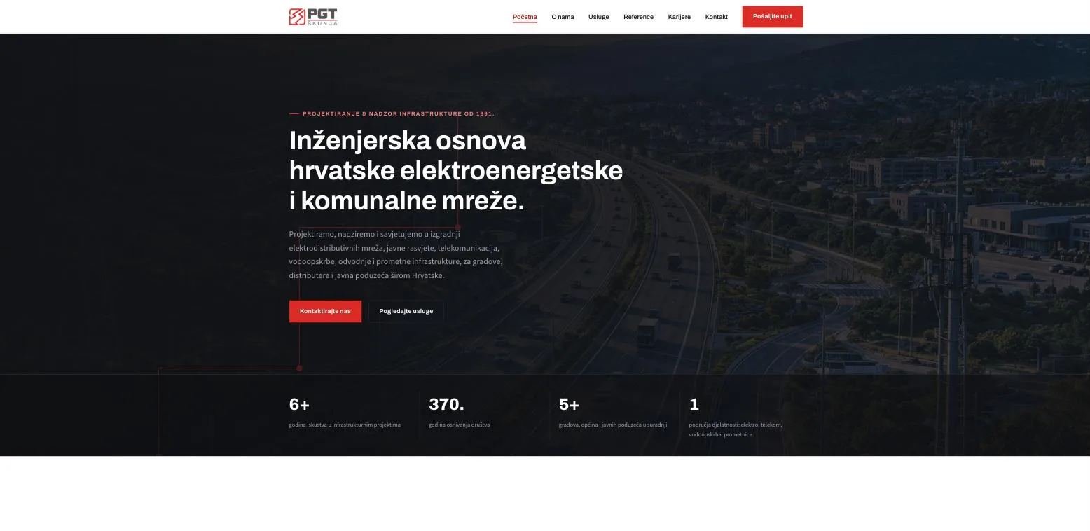 Naslovnica web stranice PGT Škunca (pgtskunca.eu), izrada DigiAdria