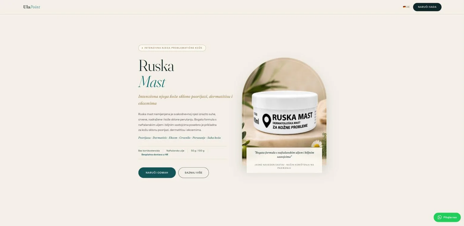 Naslovnica web stranice UlaPoint (ulapoint.eu), izrada DigiAdria